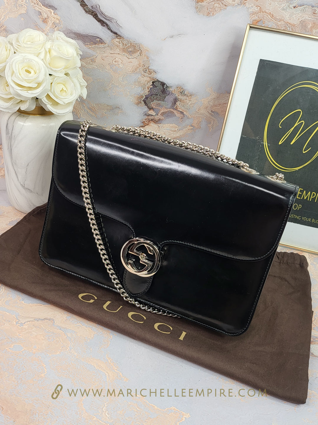 Gucci Patent GG Interlocking Flap