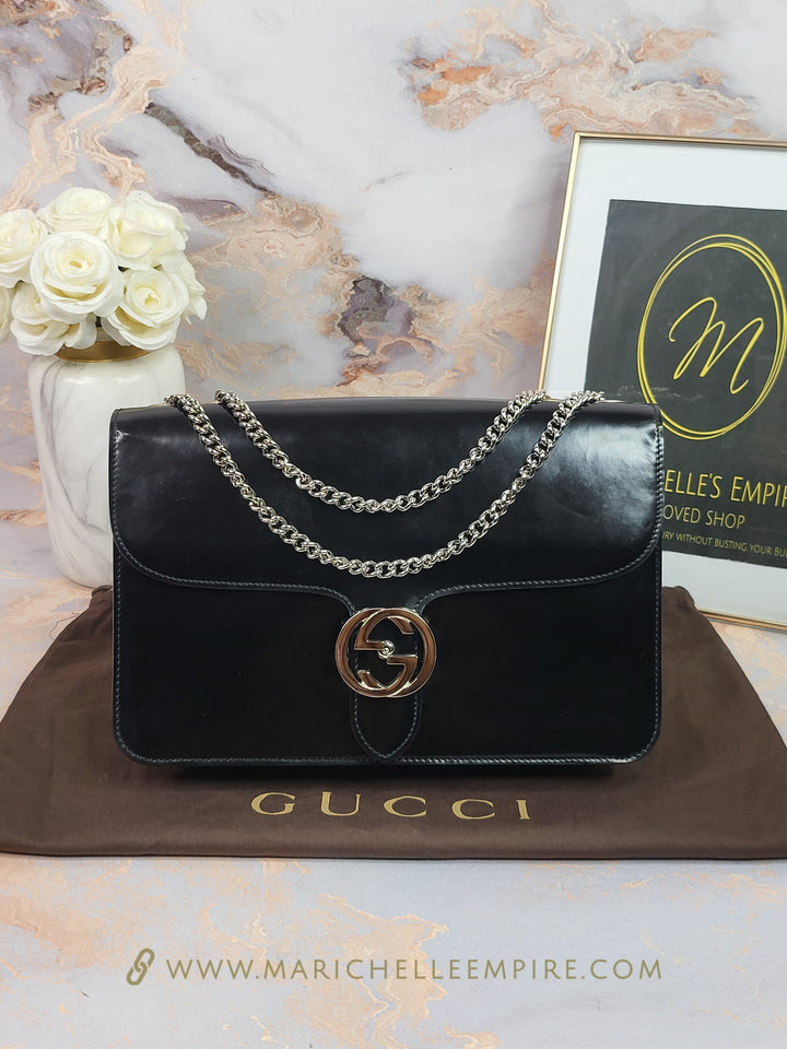 Gucci Patent GG Interlocking Flap