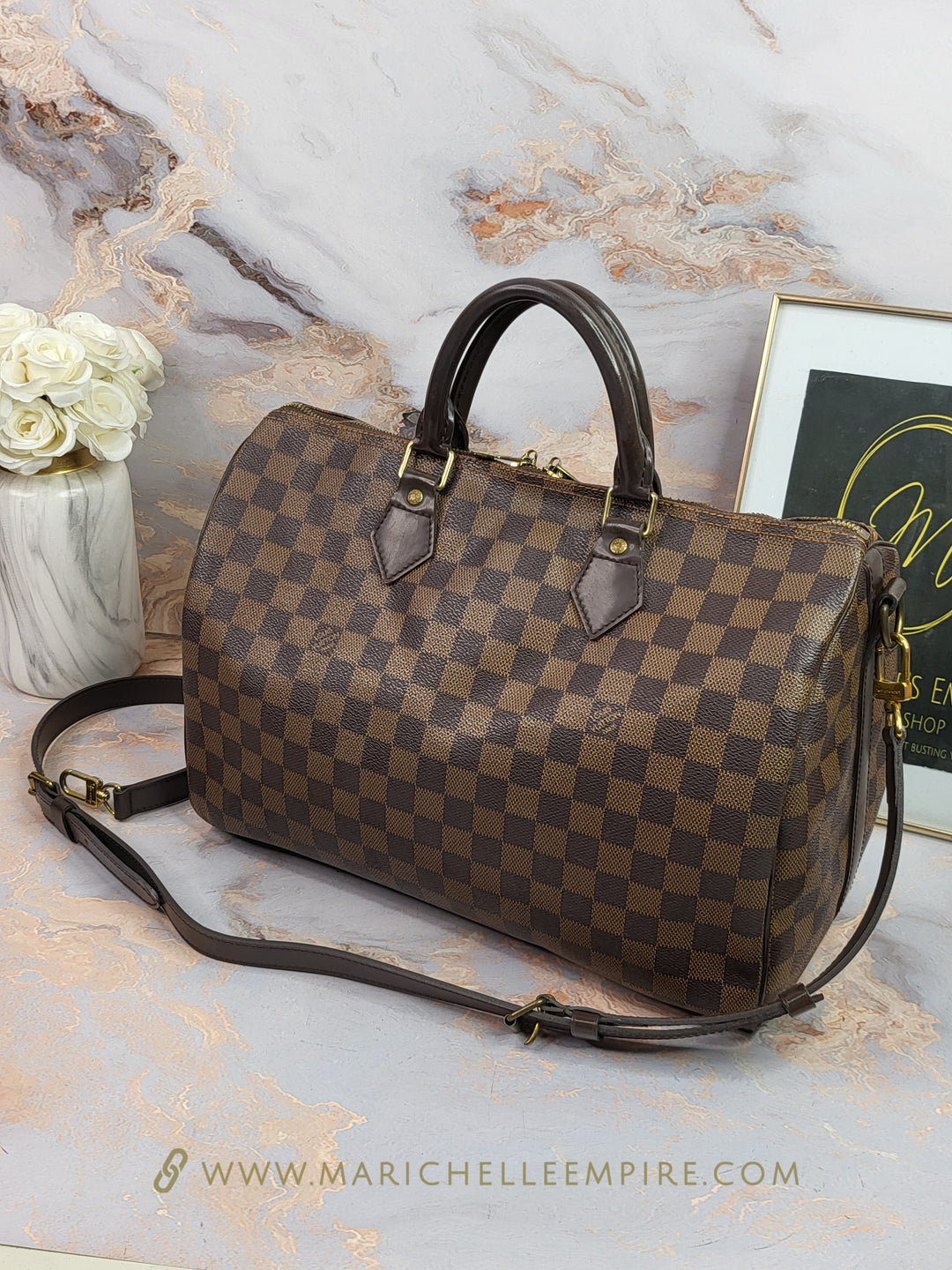 Louis Vuitton Damier Ebene Speedy 35 Bandouliere