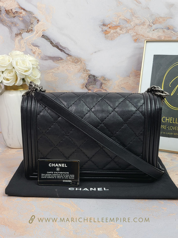 Chanel Calfskin Big Stitch Leboy Medium