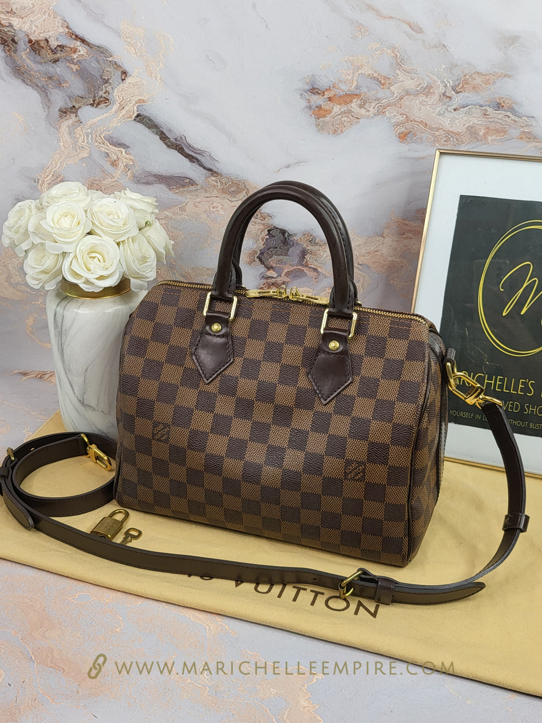 Louis Vuitton Damier Ebene Speedy 25 Bandouliere