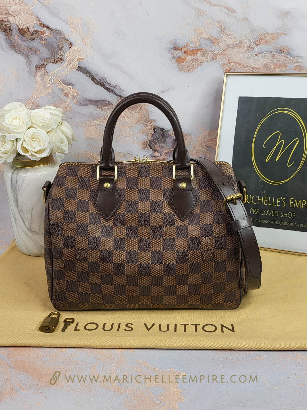 Louis Vuitton Damier Ebene Speedy 25 Bandouliere