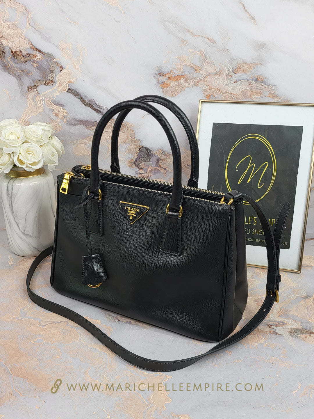 Prada Saffiano Double Zip Galleria Tote Bag