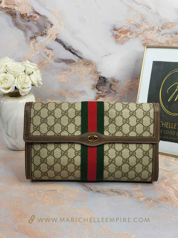 Gucci Web Sherry Line Clutch Bag