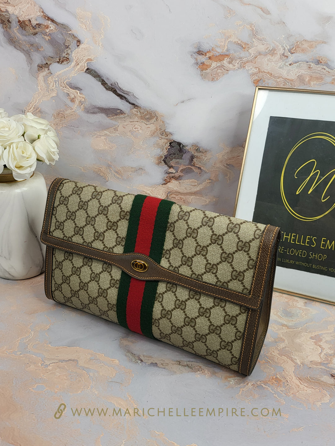 Gucci Web Sherry Line Clutch Bag