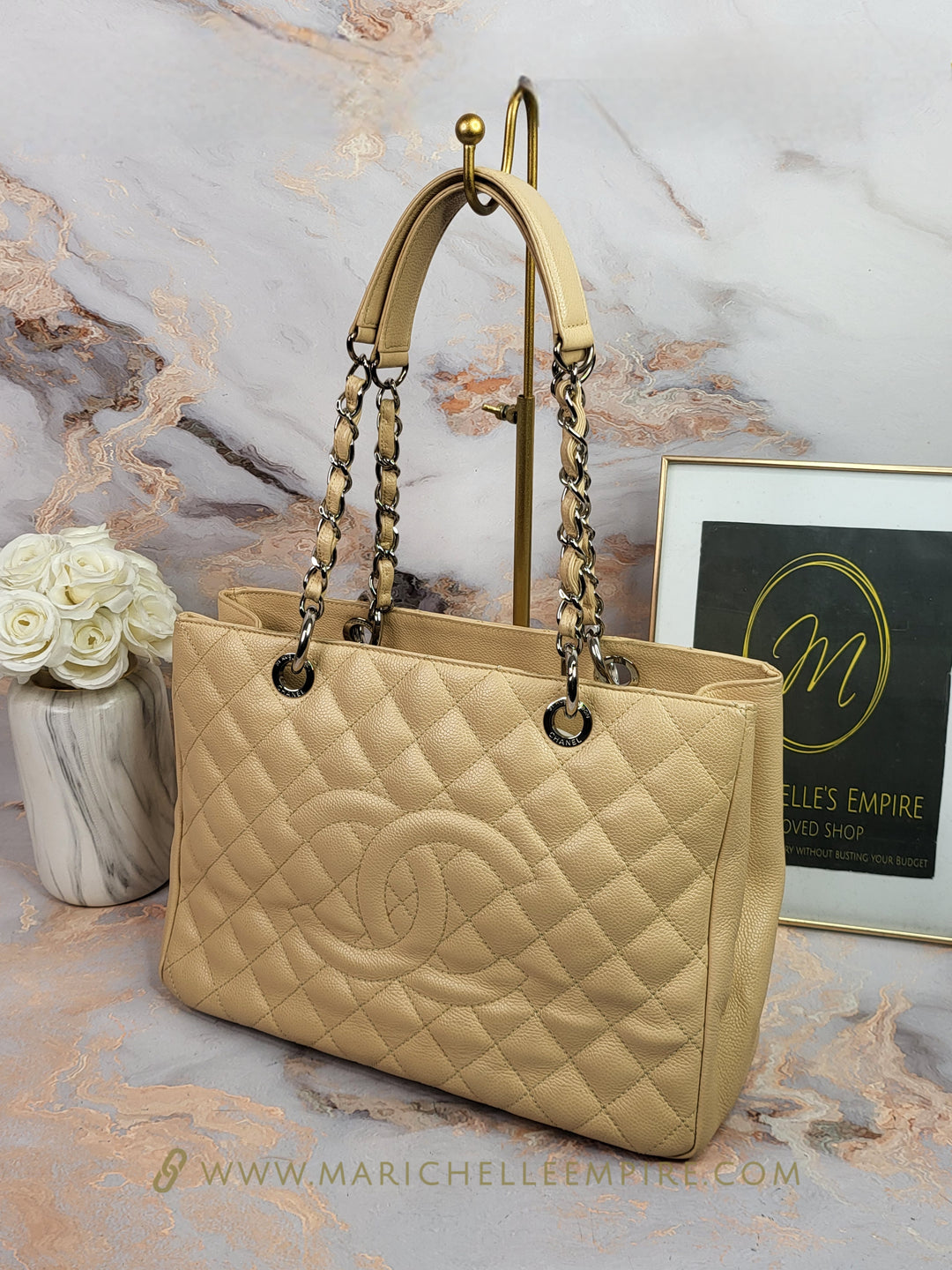 Chanel Caviar Beige Grand Shopping Tote (GST)