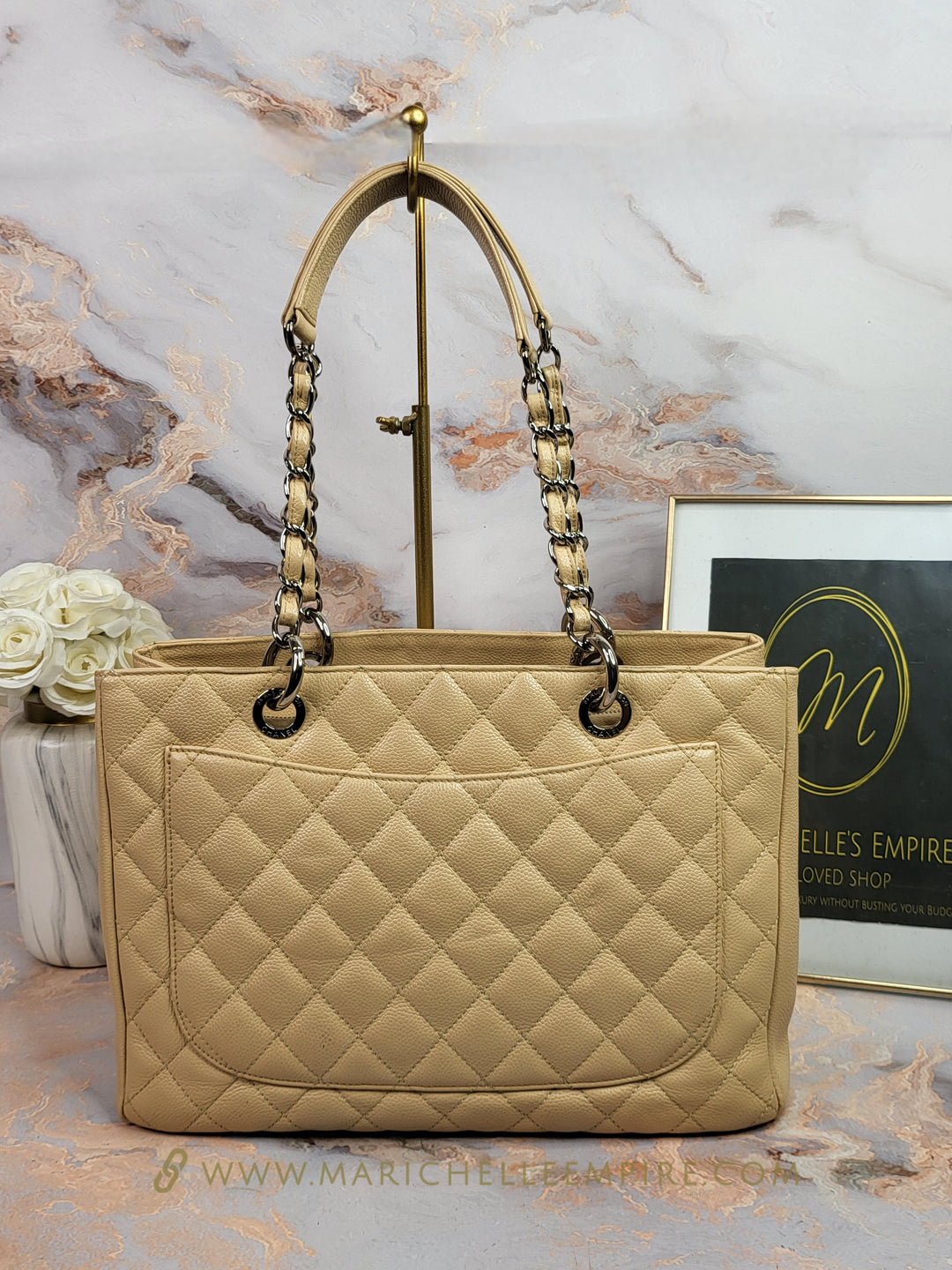 Chanel Caviar Beige Grand Shopping Tote (GST)