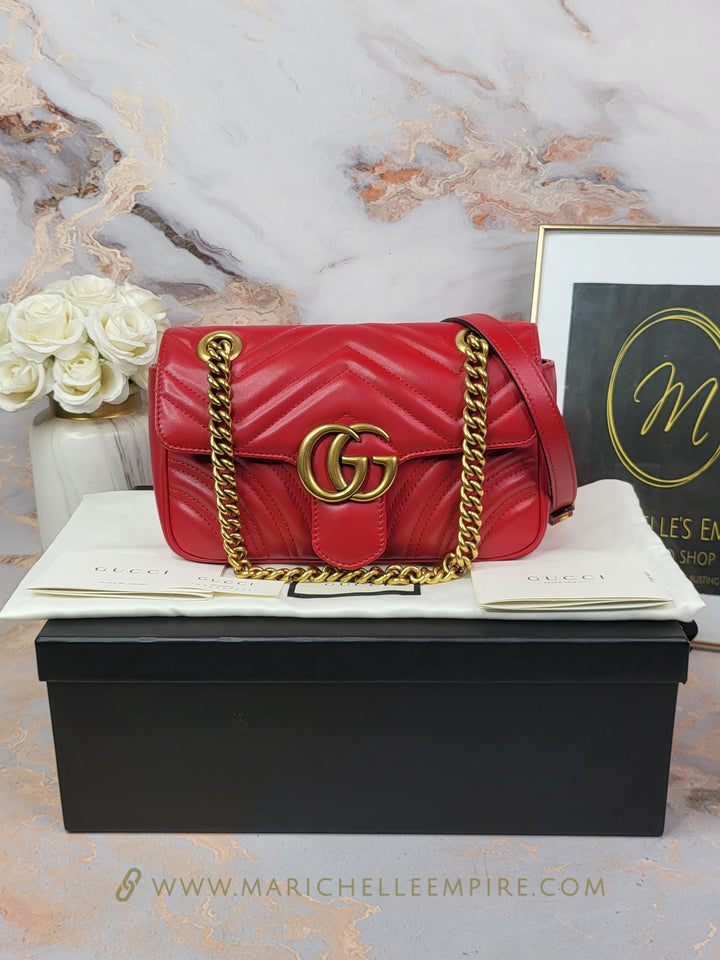 Gucci Calfskin Red Marmont Mini