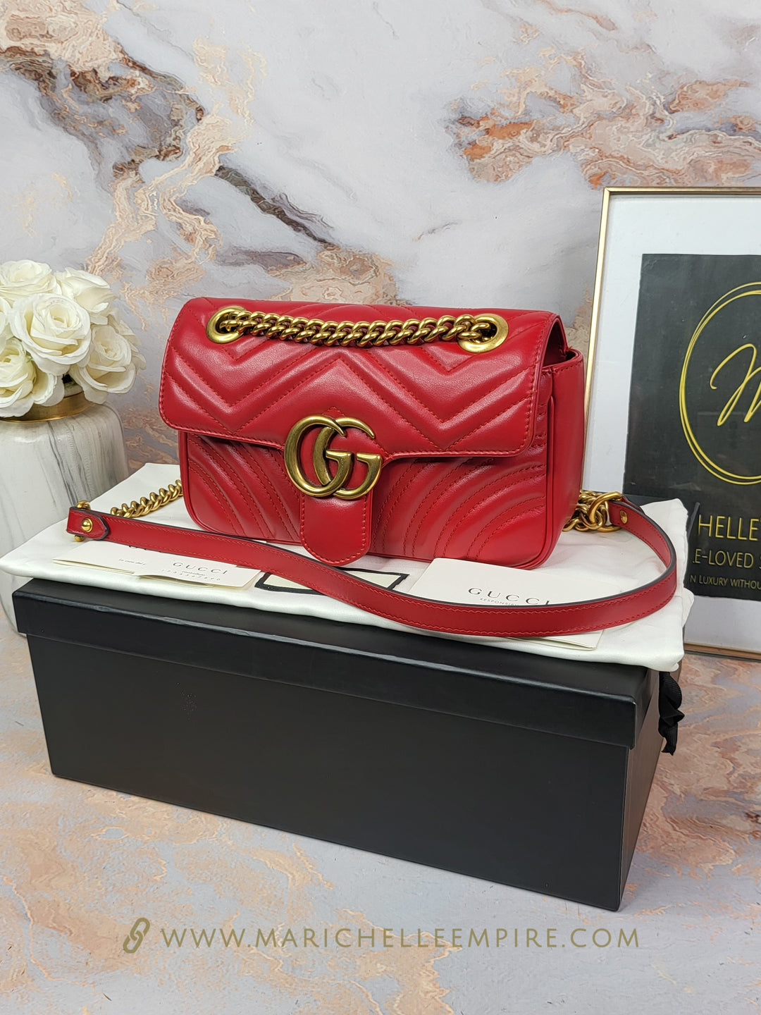 Gucci Calfskin Red Marmont Mini