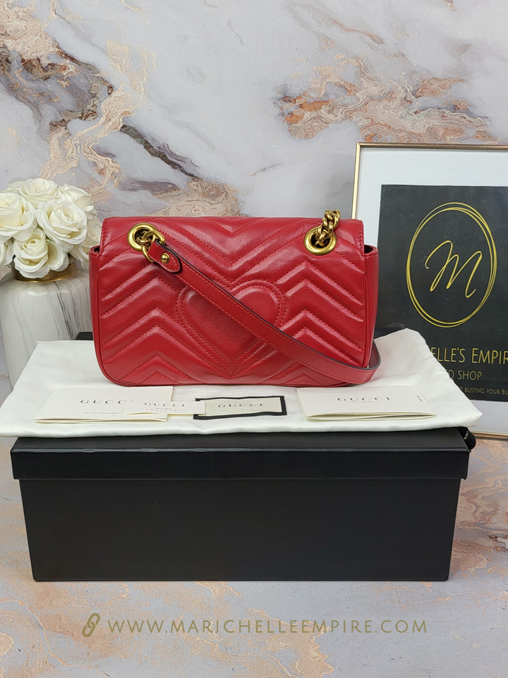 Gucci Calfskin Red Marmont Mini