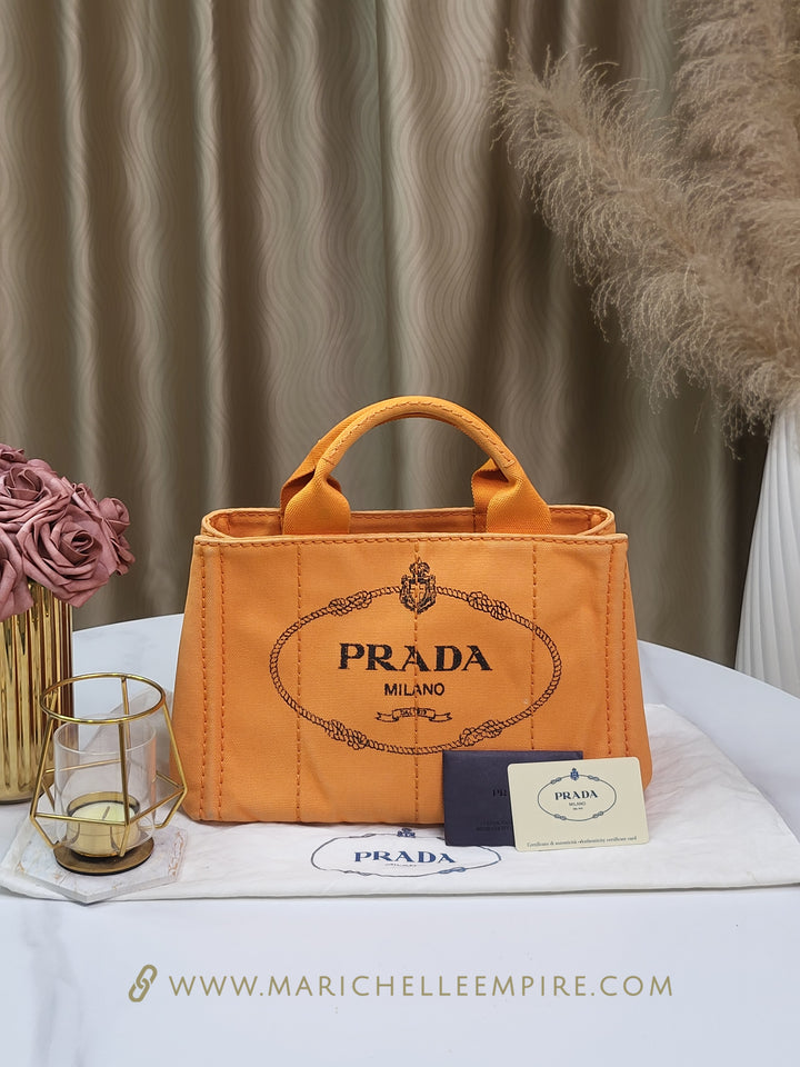 Prada Canapa Papaya Handbag