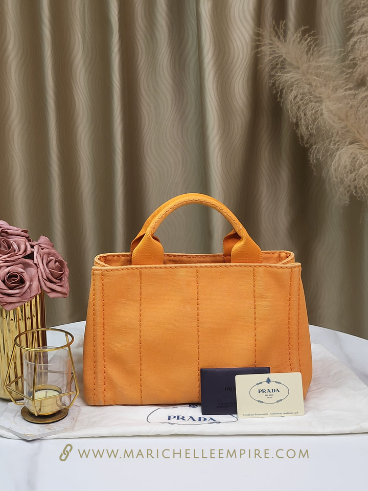 Prada Canapa Papaya Handbag