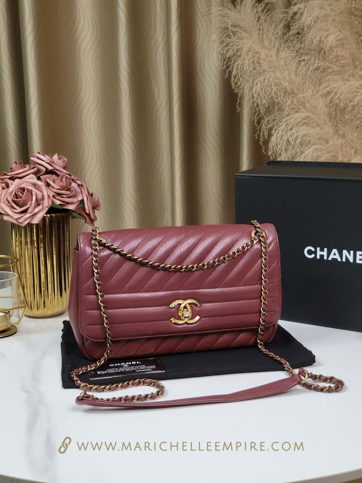 Chanel Calfskin Diagonal Quilt Flap