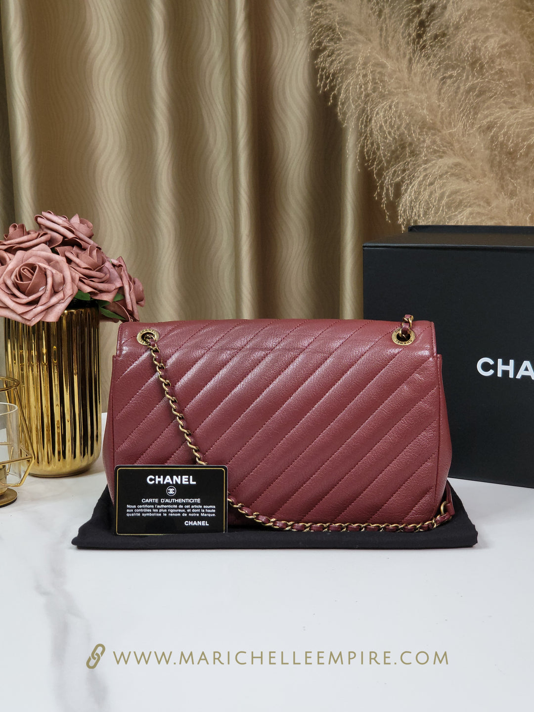 Chanel Calfskin Diagonal Quilt Flap