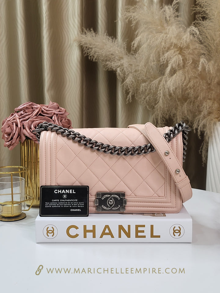 Chanel Lambskin Leboy Old Medium Apricot Pink