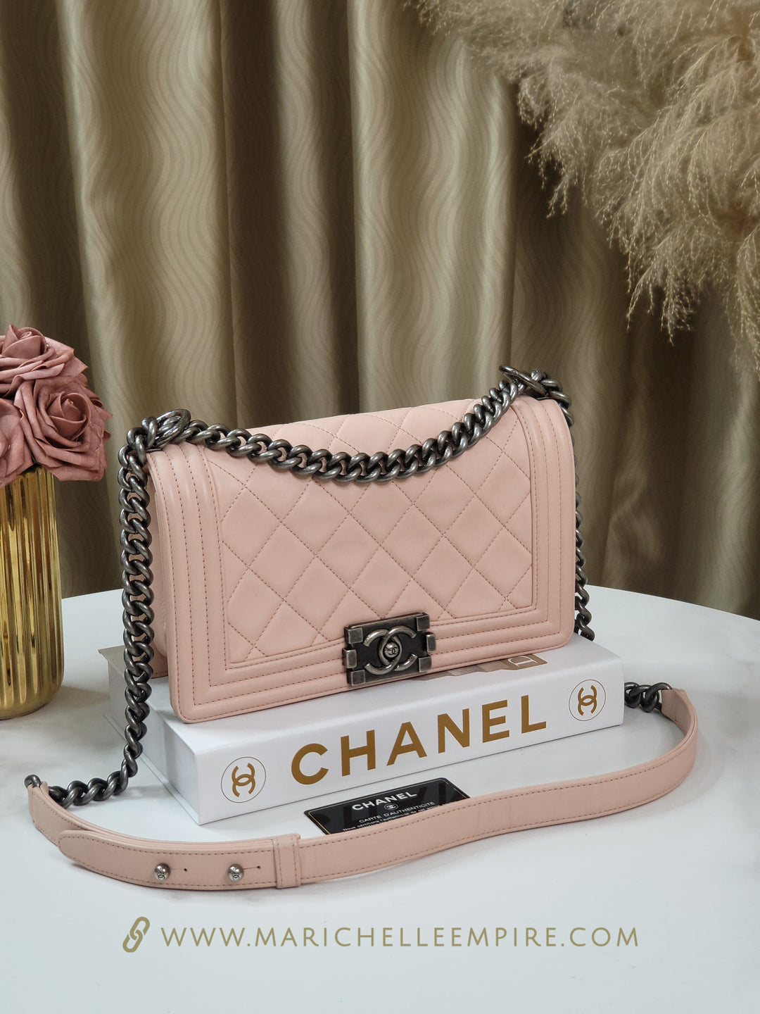 Chanel Lambskin Leboy Old Medium Apricot Pink