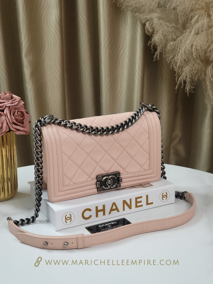 Chanel Lambskin Leboy Old Medium Apricot Pink