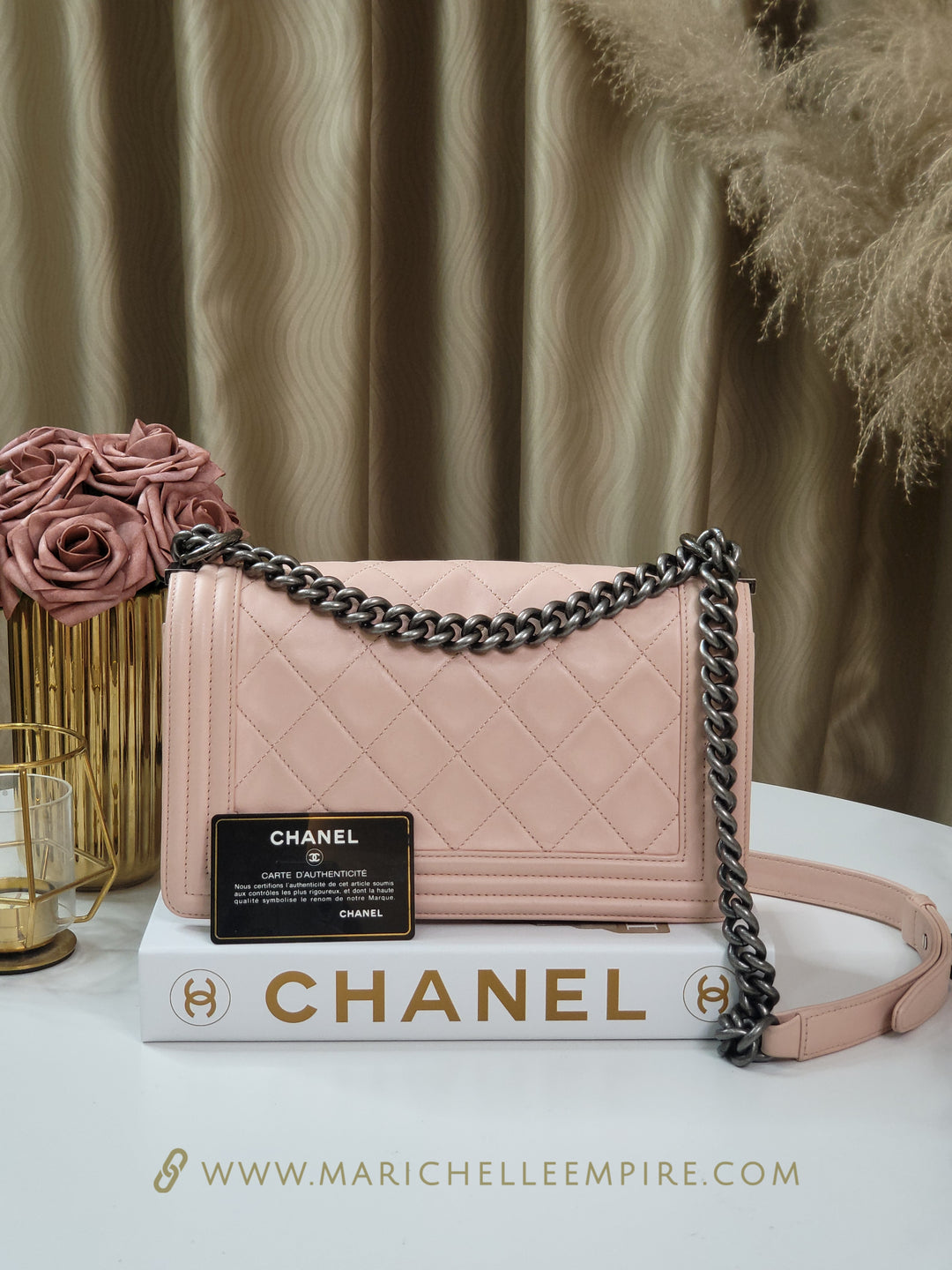 Chanel Lambskin Leboy Old Medium Apricot Pink