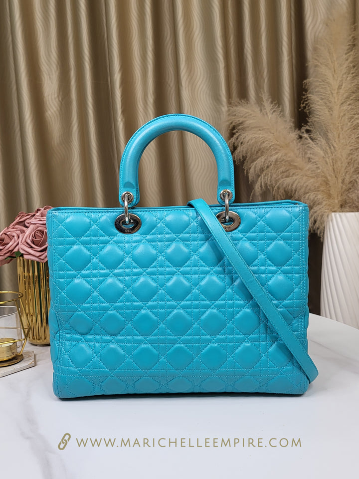 Dior Lambskin Lady Dior Large Turquoise