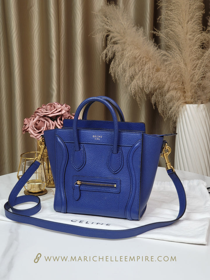 Celine Pebbled Nano Luggage Bag