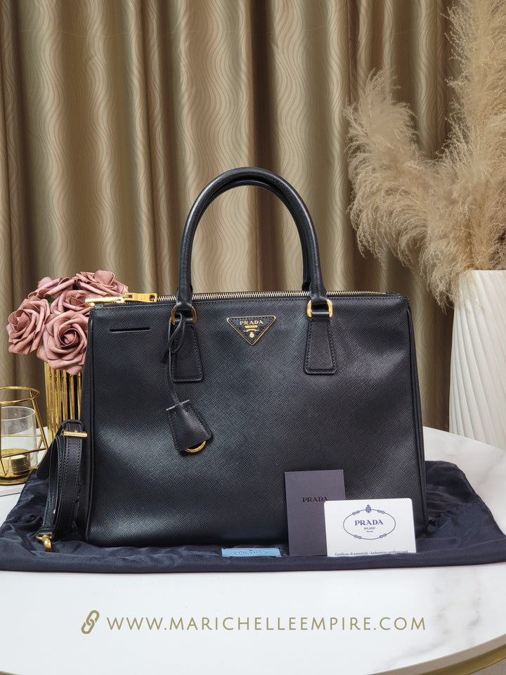 Prada Saffiano Double Zip Galleria Handbag