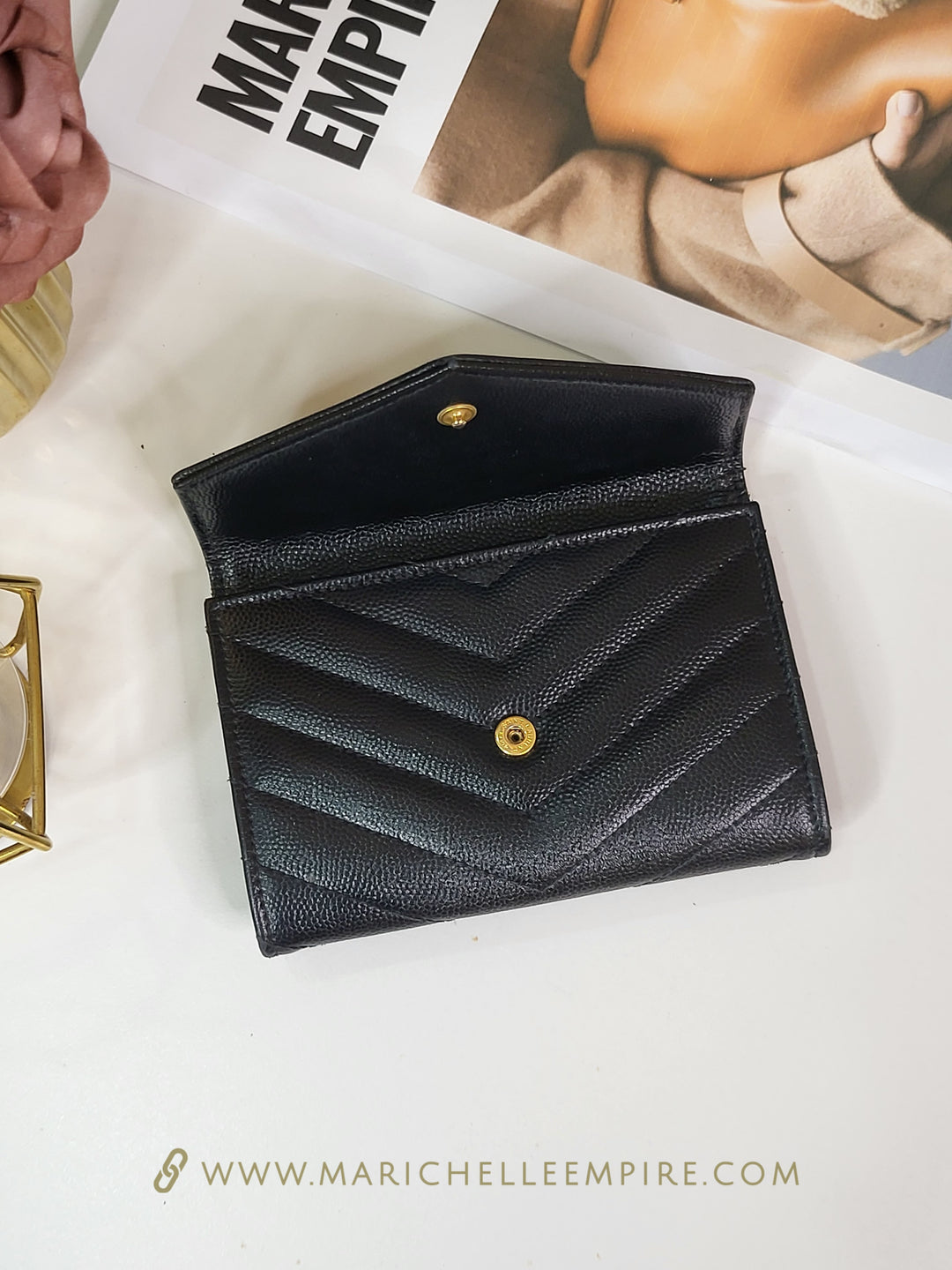 Saint Laurent Grained Envelope Wallet