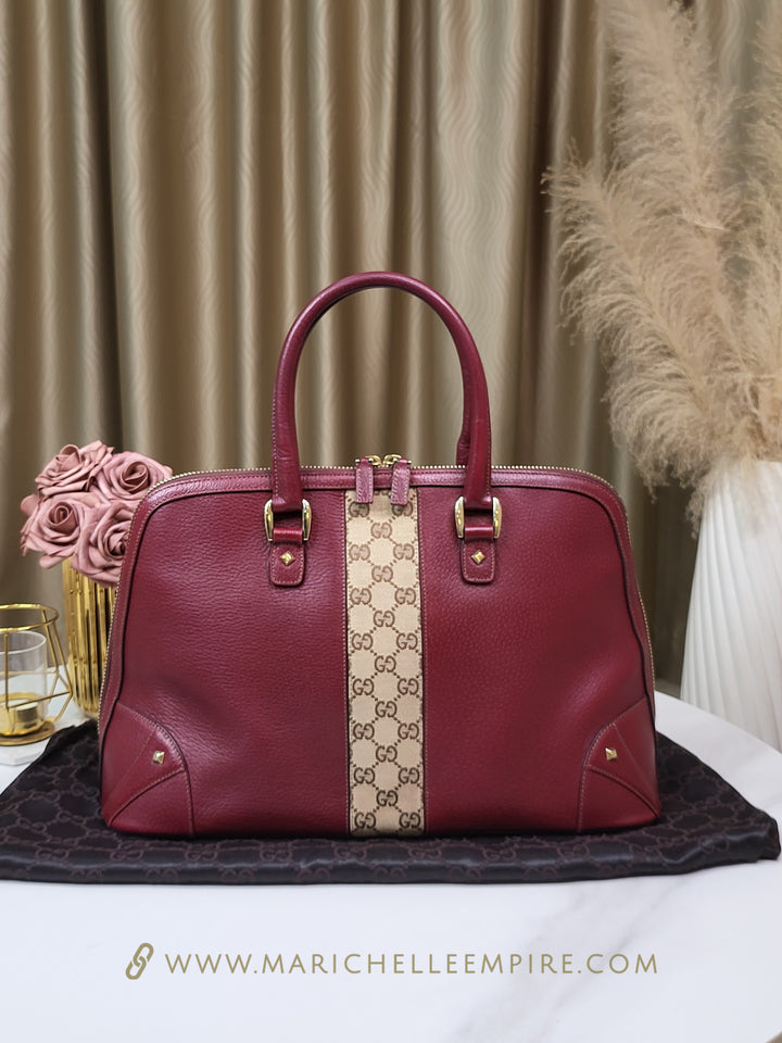 Gucci Burgundy Satchel Large Handbag