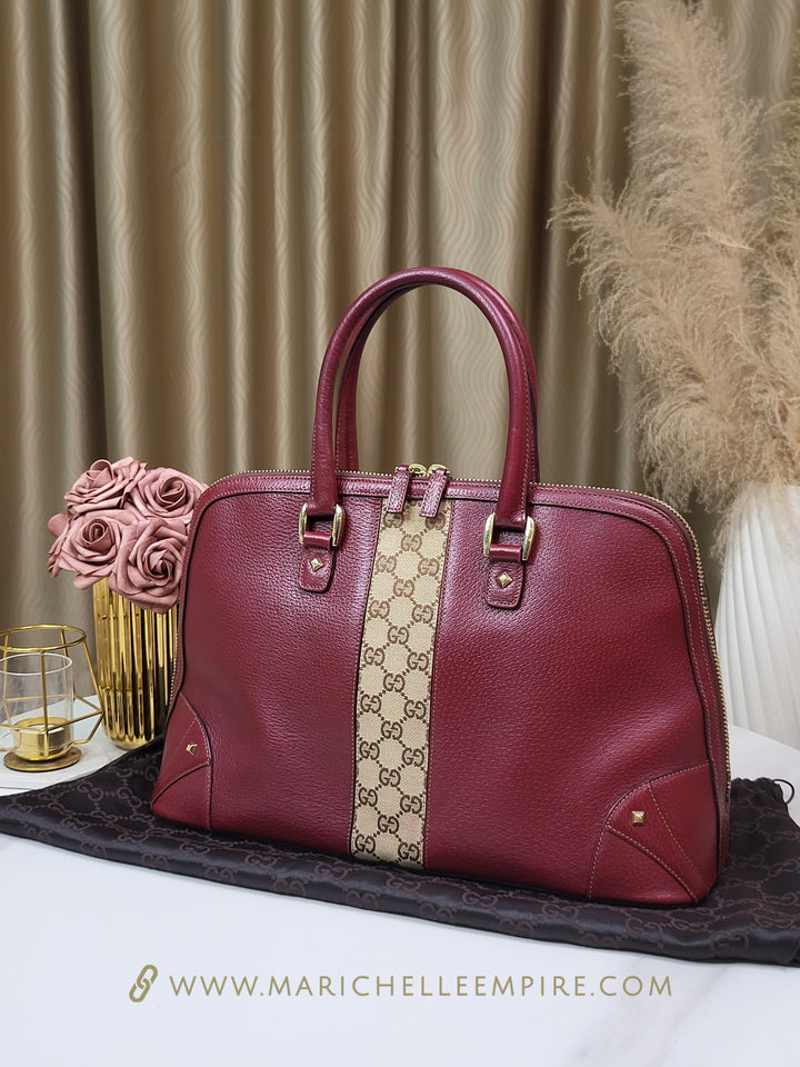 Gucci Burgundy Satchel Large Handbag