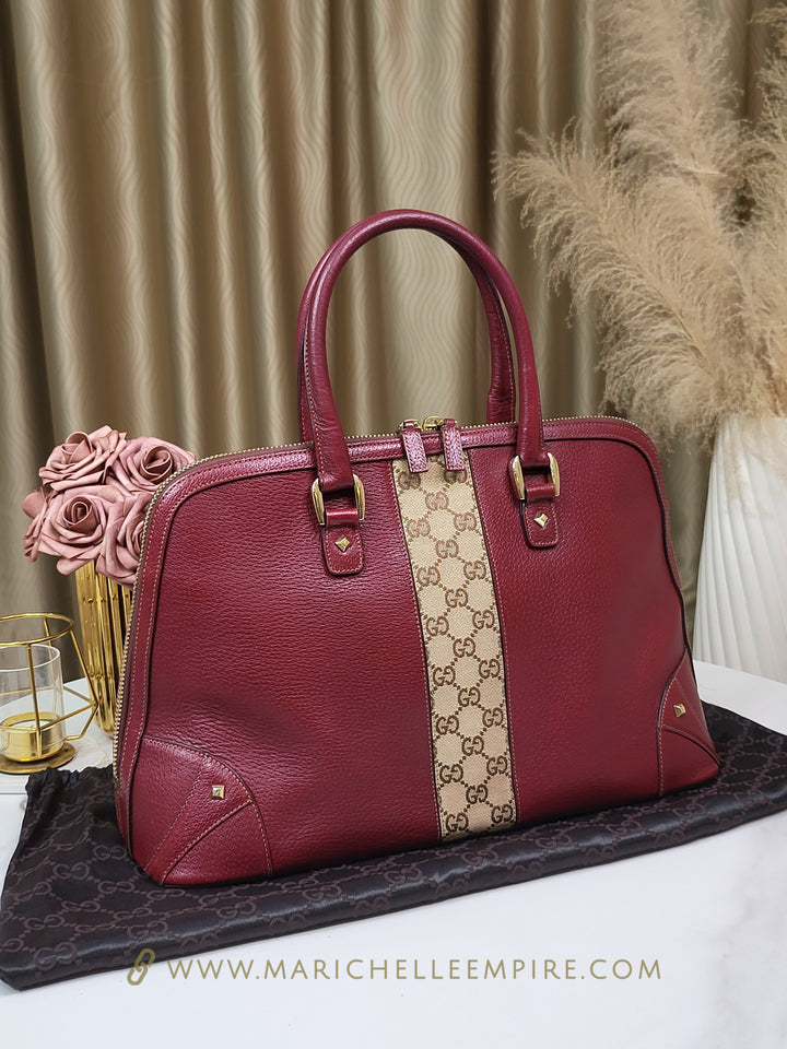 Gucci Burgundy Satchel Large Handbag