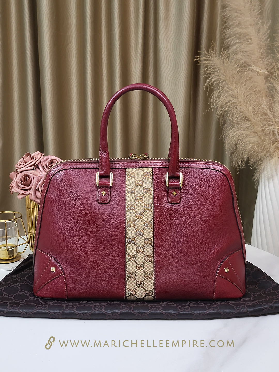 Gucci Burgundy Satchel Large Handbag