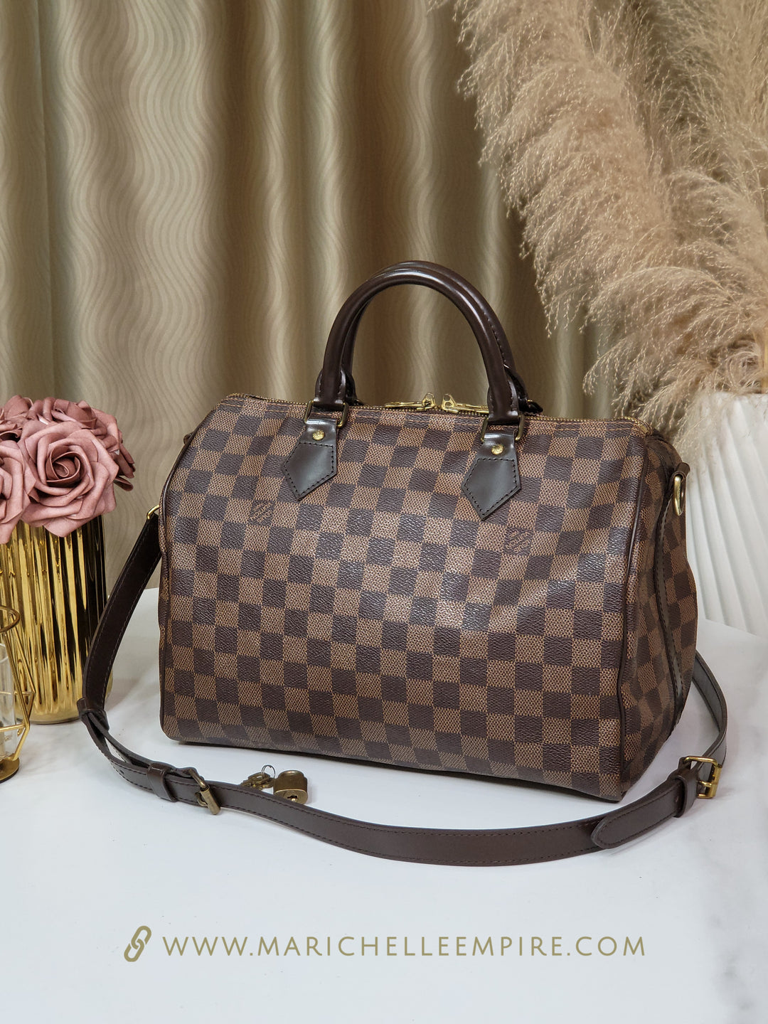 Louis Vuitton Damier Ebene Speedy 30 Bandouliere 30