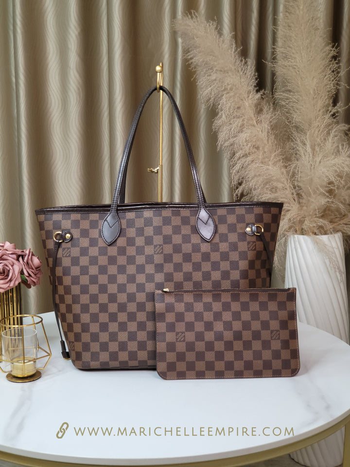 Louis Vuitton Damier Ebene Neverfull MM w/ Pouch