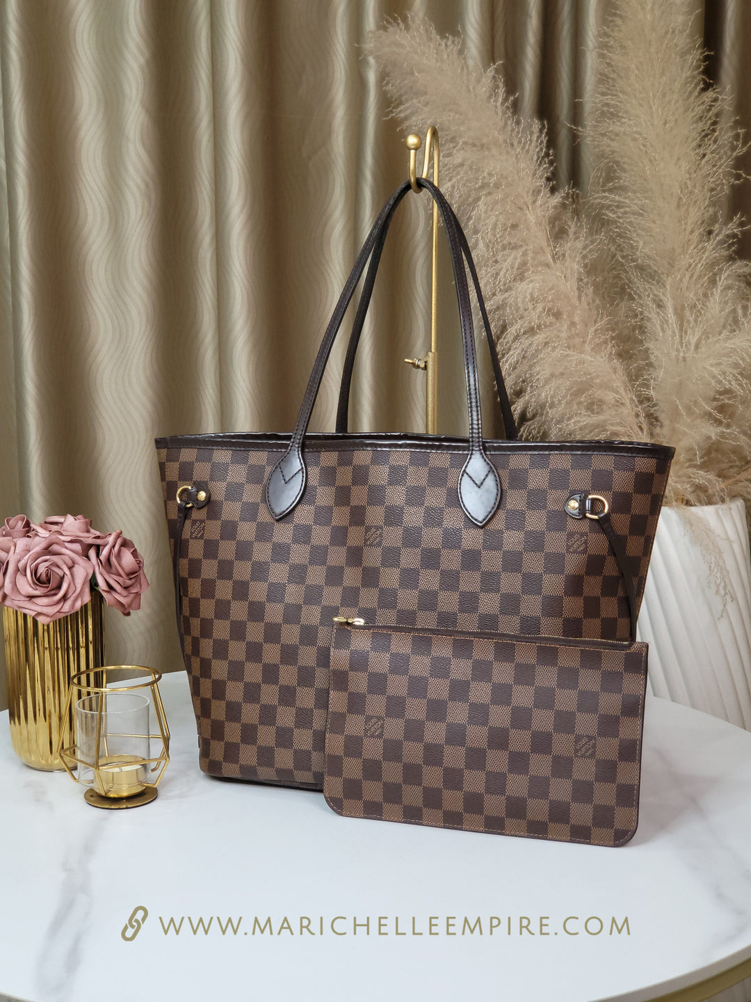 Louis Vuitton Damier Ebene Neverfull MM w/ Pouch