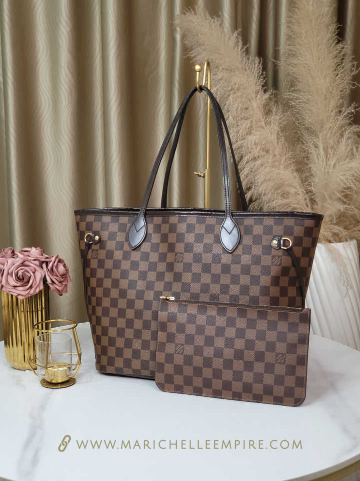 Louis Vuitton Damier Ebene Neverfull MM w/ Pouch