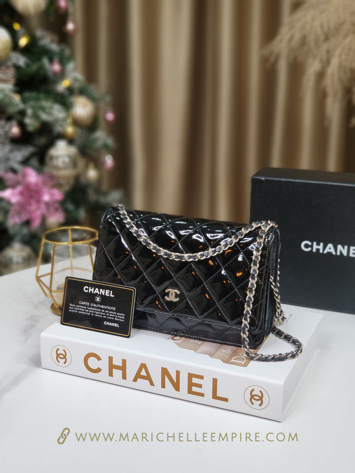 Chanel Patent Wallet On Chain