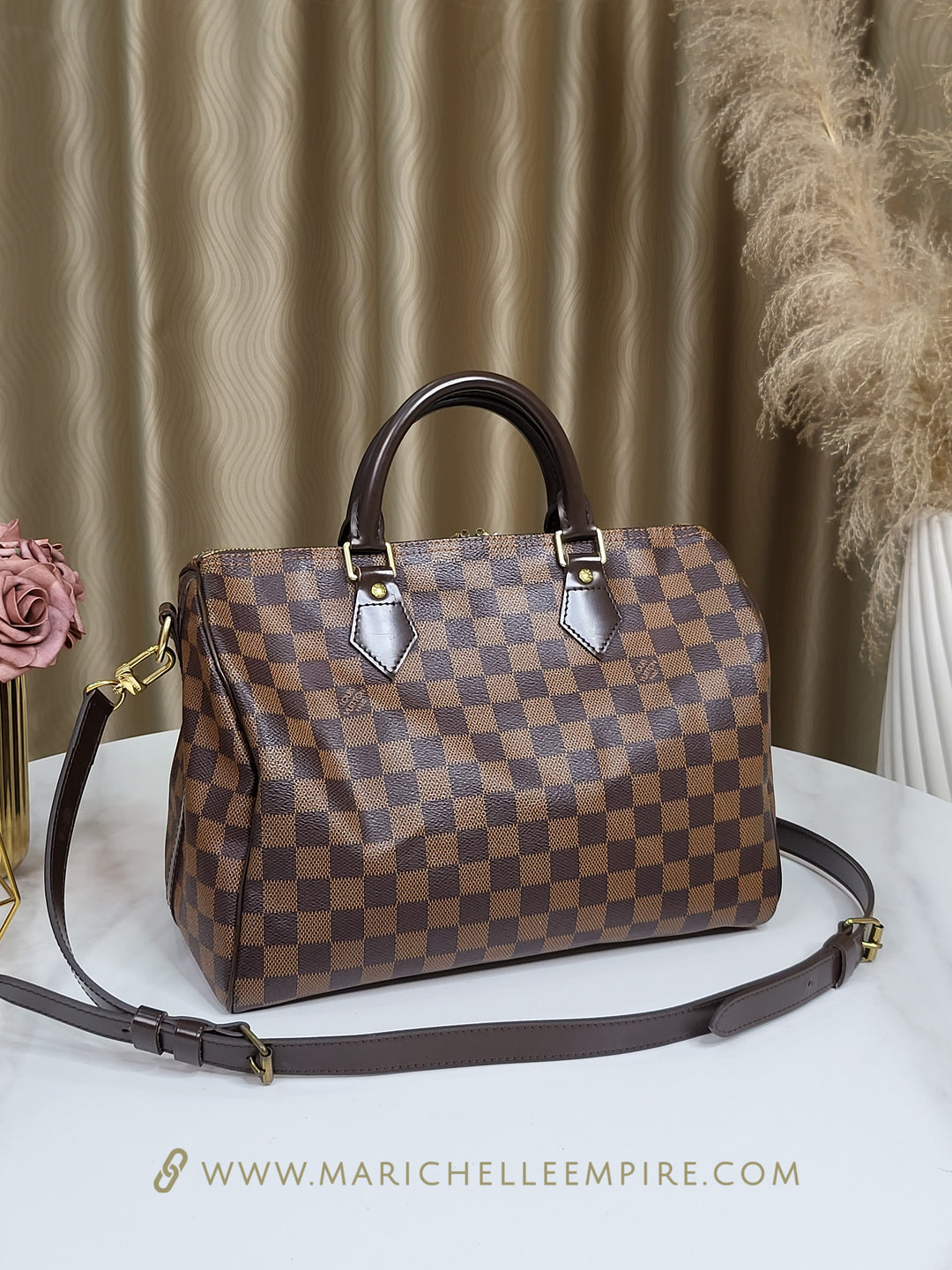 Louis Vuitton Damier Ebene Speedy 30 Bandouliere