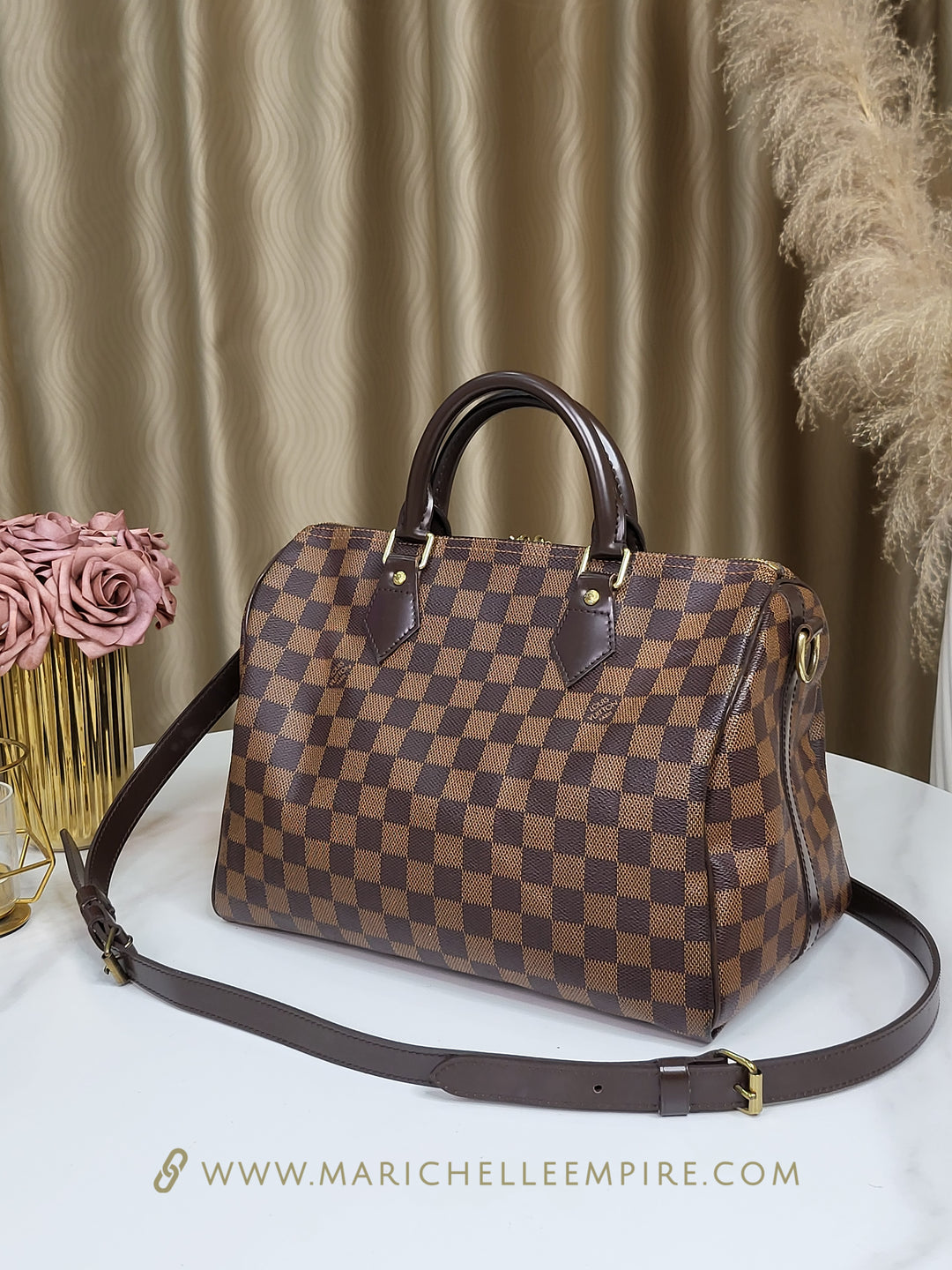 Louis Vuitton Damier Ebene Speedy 30 Bandouliere