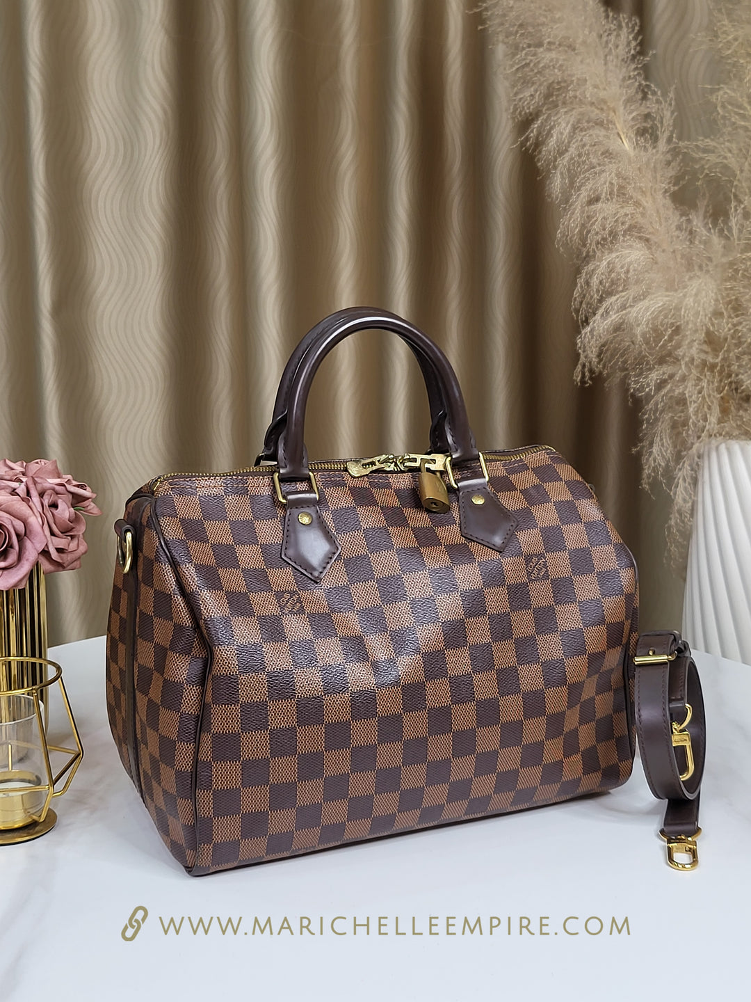 Louis Vuitton Damier Ebene Speedy 30 Bandouliere