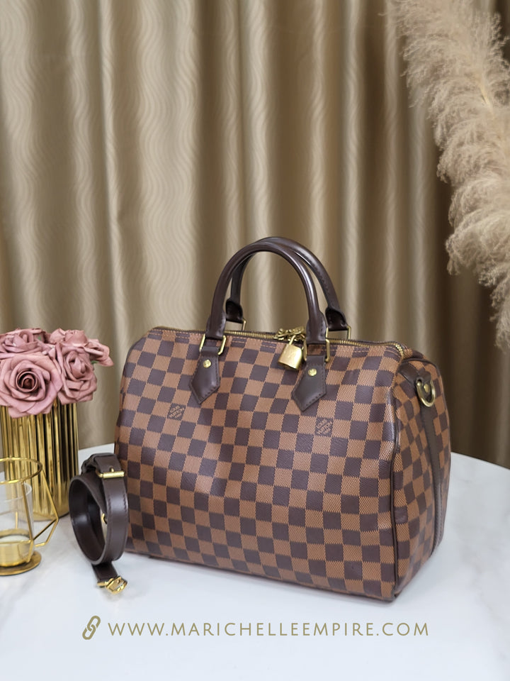 Louis Vuitton Damier Ebene Speedy 30 Bandouliere