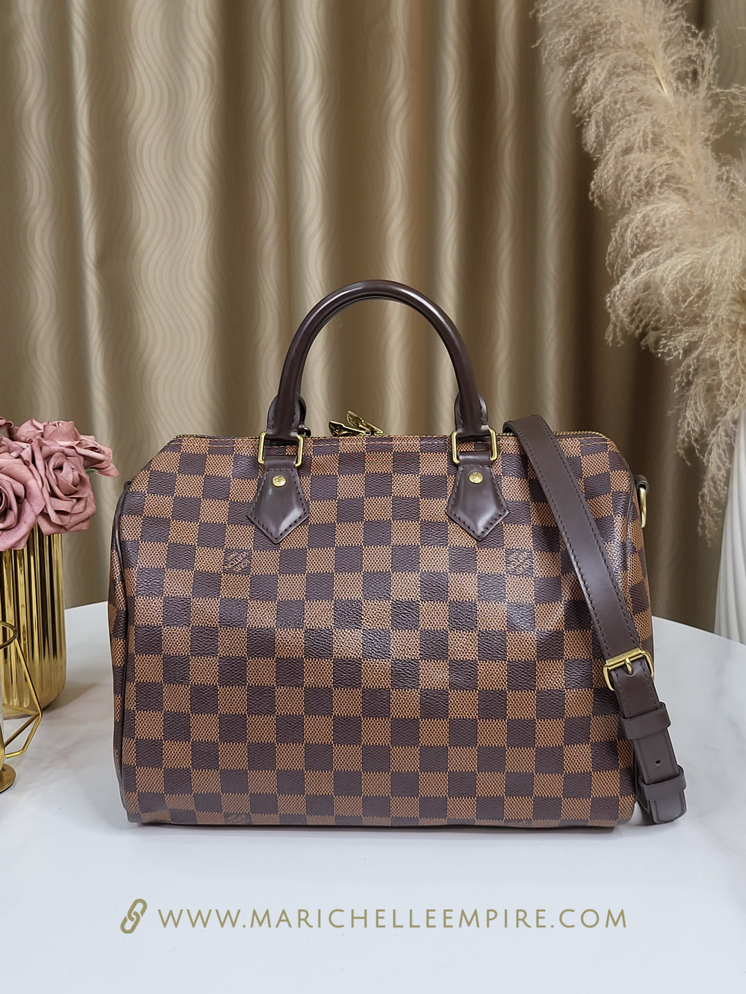 Louis Vuitton Damier Ebene Speedy 30 Bandouliere