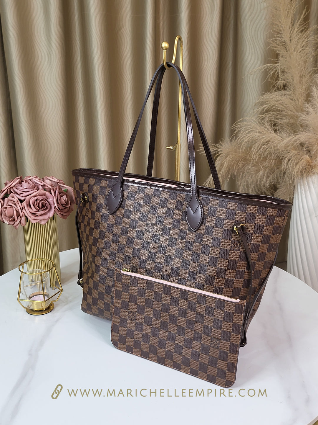 Louis Vuitton Damier Ebene Neverfull MM w/ Pouch