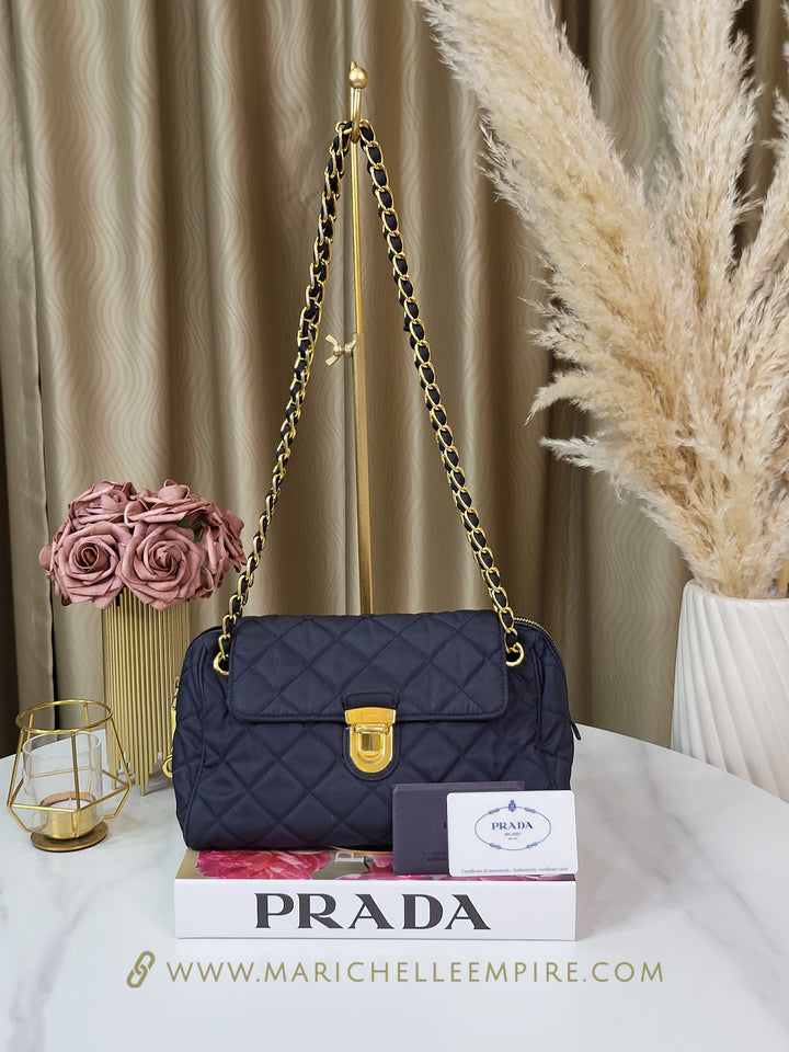 Prada Tessuto Quilted Chain Shoulder Bag