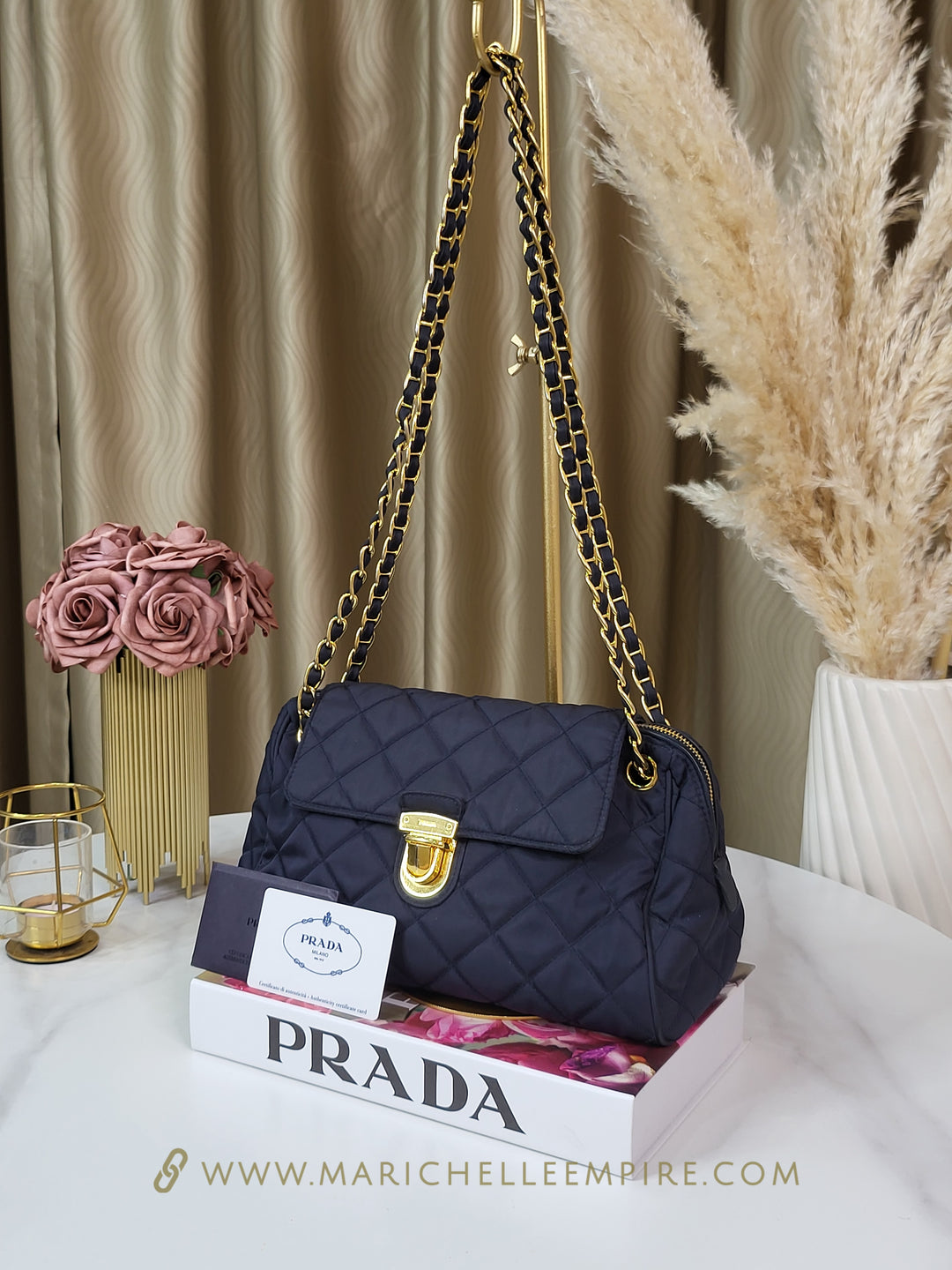 Prada Tessuto Quilted Chain Shoulder Bag