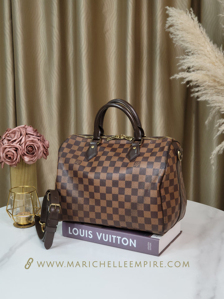 Louis Vuitton Damier Ebene Speedy 30 Bandouliere