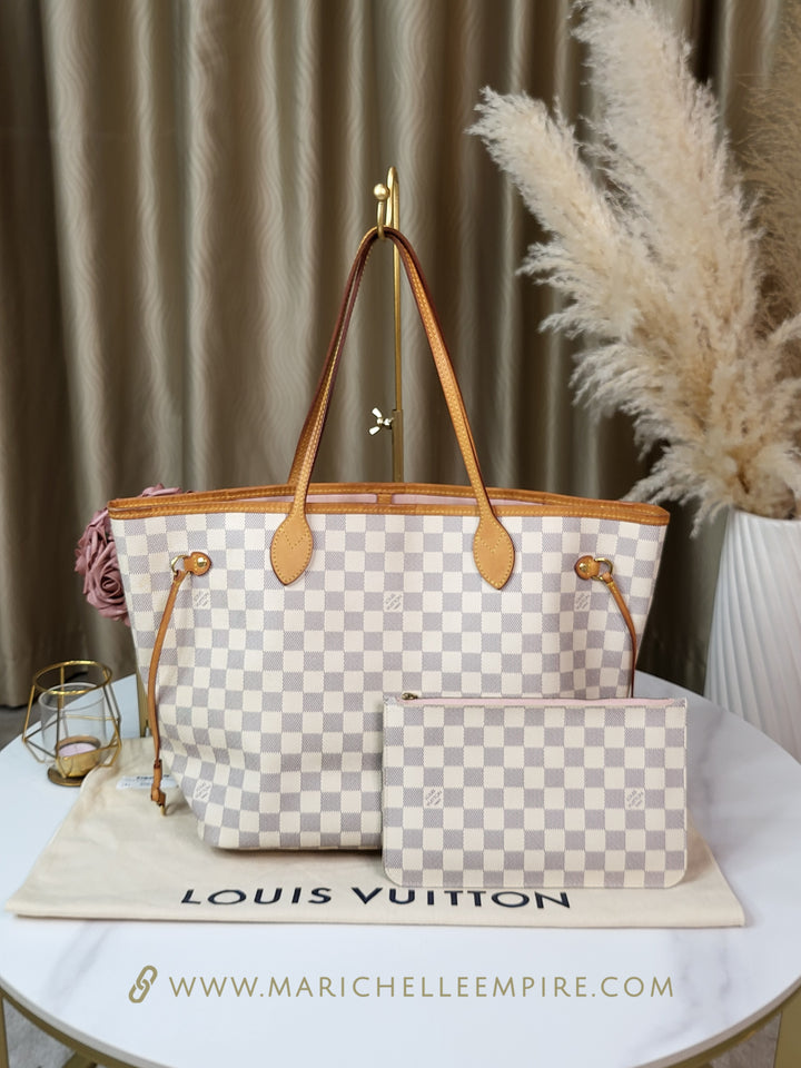 Louis Vuitton Damier Azur Neverfull MM w/ Pouch