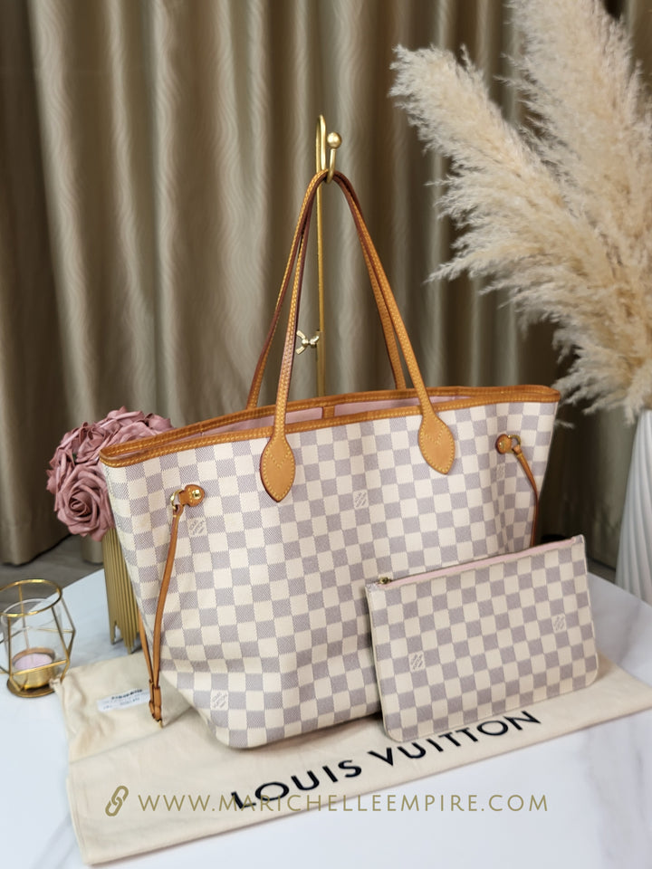 Louis Vuitton Damier Azur Neverfull MM w/ Pouch