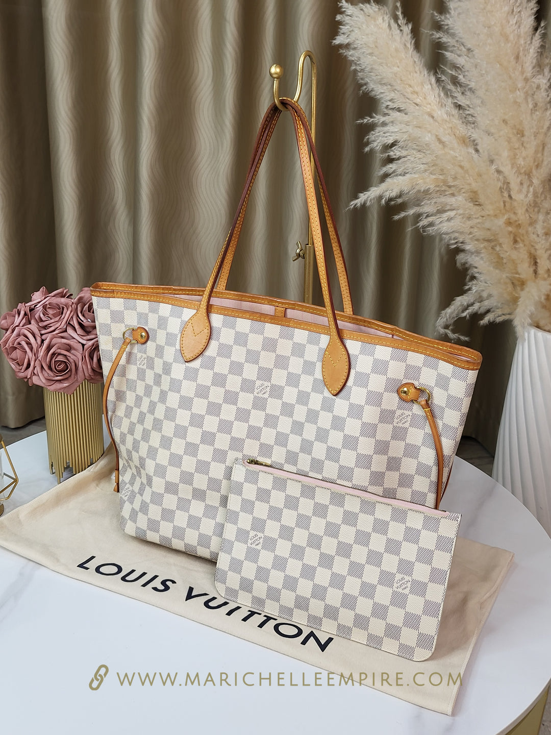 Louis Vuitton Damier Azur Neverfull MM w/ Pouch