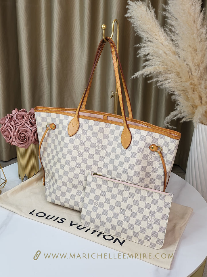 Louis Vuitton Damier Azur Neverfull MM w/ Pouch
