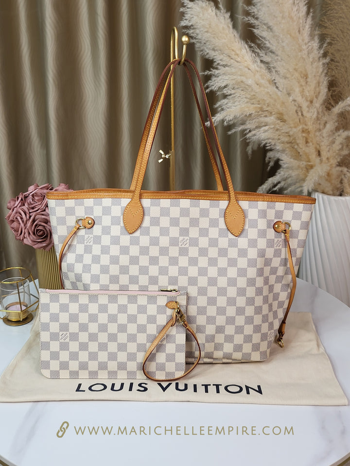 Louis Vuitton Damier Azur Neverfull MM w/ Pouch