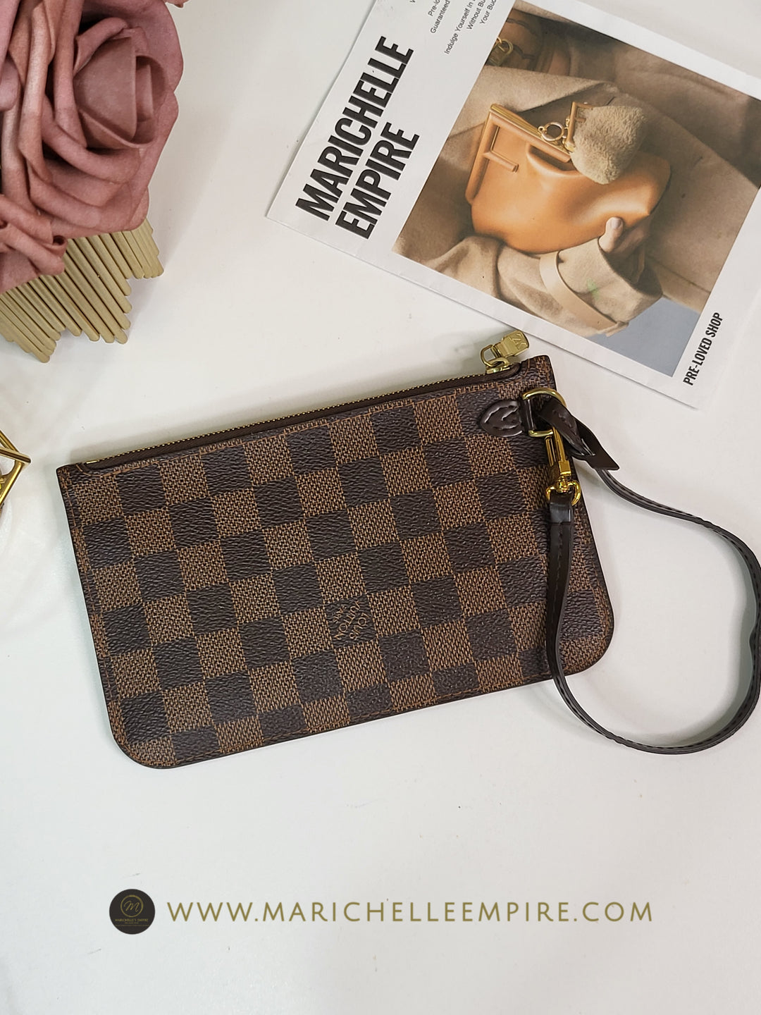 Louis Vuitton Damier Ebene Neverfull Pouch
